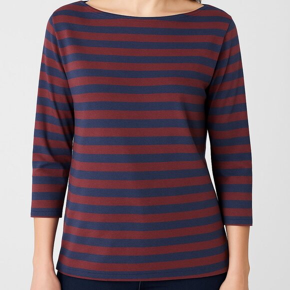 Amour Vert Cecilia Stripe Knit Tee XL Maple Azure Organic Cotton - Picture 1 of 6